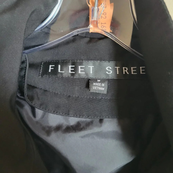 Fleet Street Black Trench Coat M, Drawstring Waist, Detachable Hood, Fall Office - Picture 2 of 14